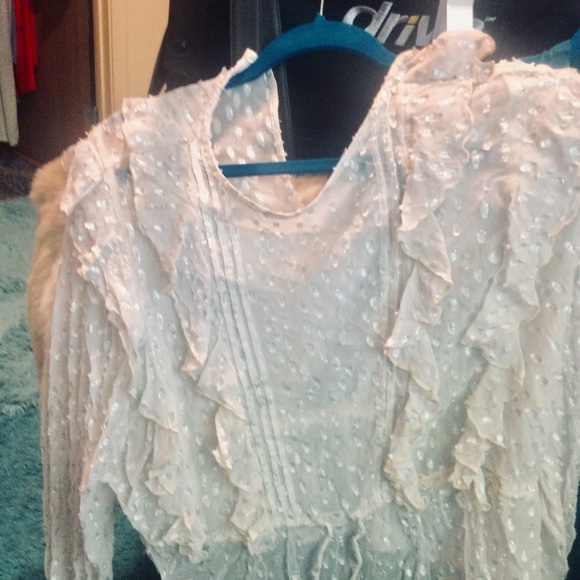 Frilly blouse L/S Ruffles peplum silver metallic - Picture 2 of 7